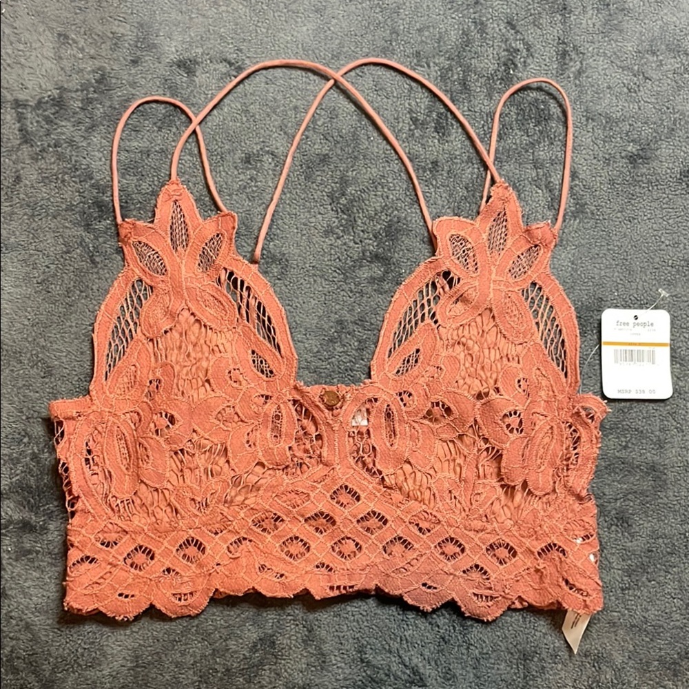 Free People Lace Bralette in Rust Orange